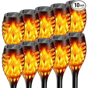 Flickering Flame Effect Solar Torch Lights LED Outdoor Garden Path Stake Lamp