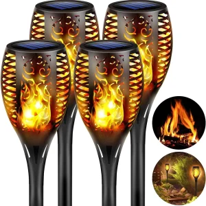 4 Pack Solar Lights Outdoor Garden 33 LED Solar Flame Torch Lights IP65