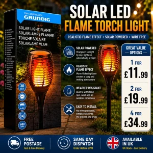 Solar Flame Torch Lights Outdoor Waterproof Garden Landscape LED GW3.50