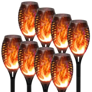 12LED Solar Flame Torch Lights Flickering Waterproof Garden Decoration Outdoor F